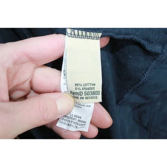 LL Bean Navy Blue Cotton Blend Robe Long Full Zip Size L Pet - Picture 8 of 12